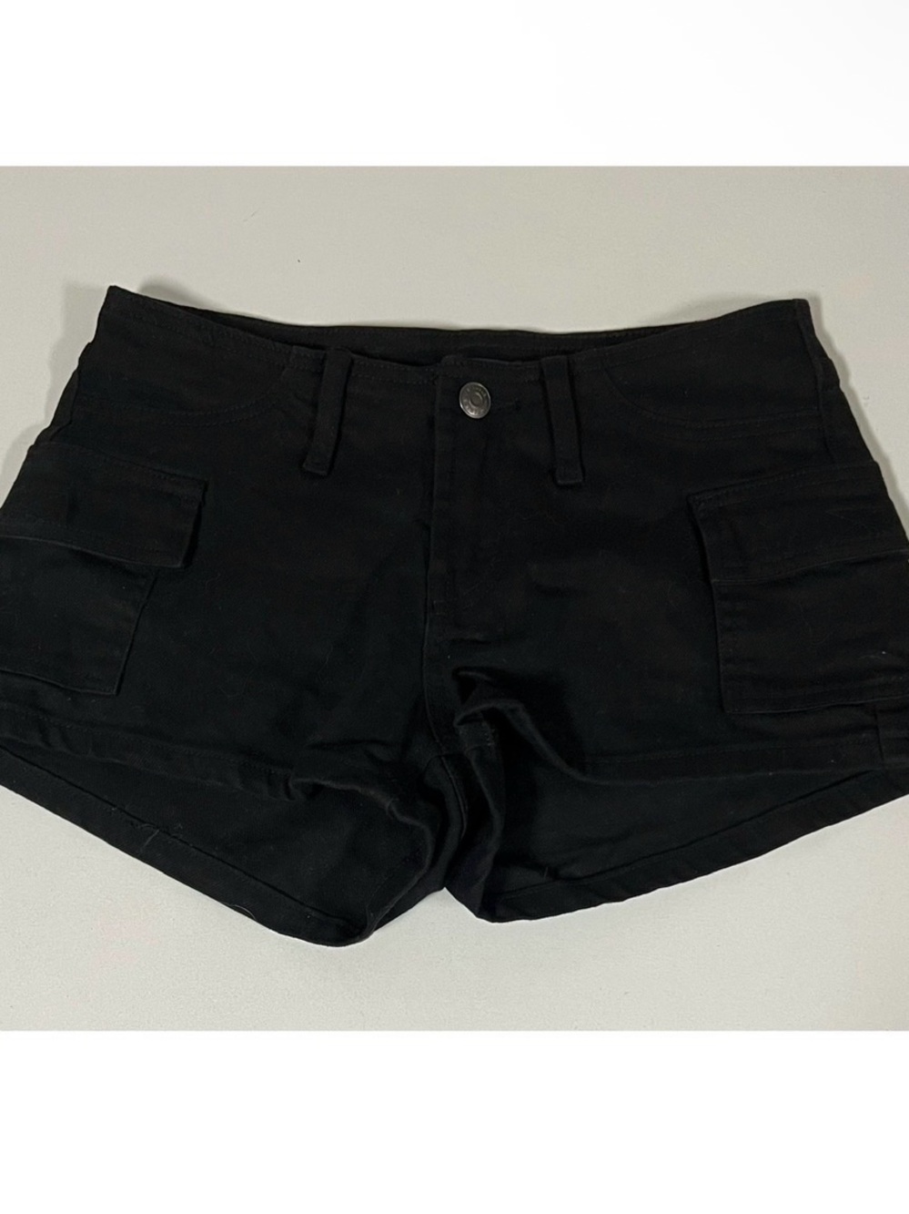 Black Cargo Jean Denim Low Rise Shorts Bottoms Size 0 🖤 #shorts #casual #denim